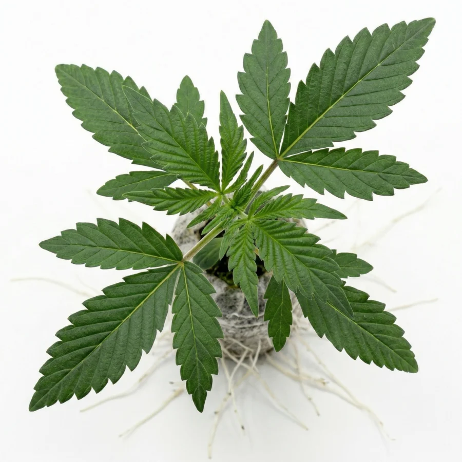 Feminisierter Cannabis Sämling der Sorte "Cookie Crusher" von oben