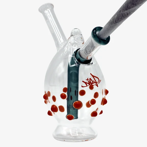 Beastie Bubbler Die P Joint Bubbler "Ganja Vibe" - Türkis-Orange mit Joint