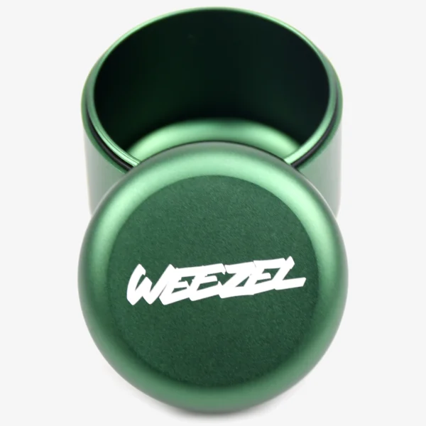 WEEZEL Stash Dose große Aufbewahrungs-Dose mit Silikon-Ring in Grün, geöffnet von vorne