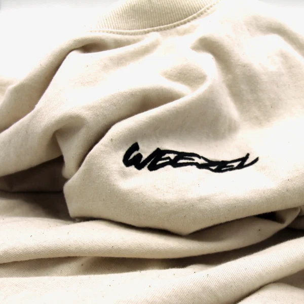 Naturfarbenes Oversized T-Shirt, WEEZEL. Logo Detail