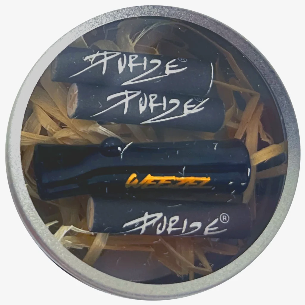 Glas-Mundstück für Joints, schwarz, Gold-Logo