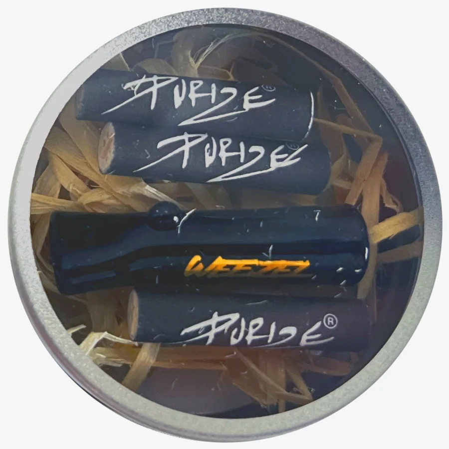 Glas-Mundstück für Joints, schwarz, Gold-Logo