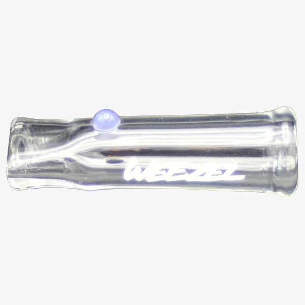 Glas Tip, klar Glas mit Lila Perle, seitlich