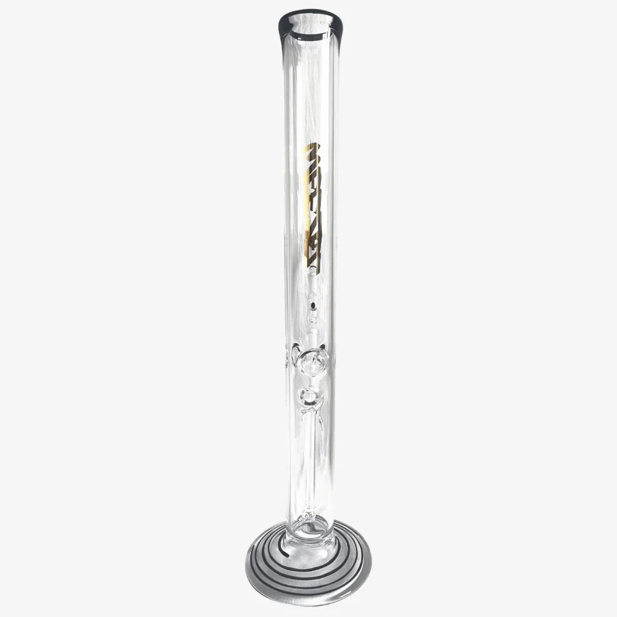 Glasbong 55cm, Rundfuß, schwarz-gold, mit Aktivkohle-Adapter, Diffusor-Shillum und Glasköpfchen