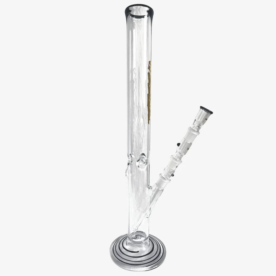 Glasbong 55cm, Rundfuß, schwarz-gold, mit Aktivkohle-Adapter, Diffusor-Shillum und Glasköpfchen