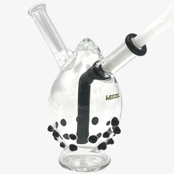 WEEZEL Joint Bubbler "Beastie Bubbler" mit 22K Gold Logo - Schräge Ansicht mit Joint