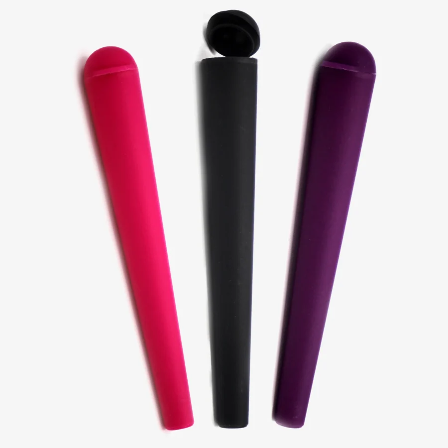 Eine pinke, lila und schwarze Jointhülle