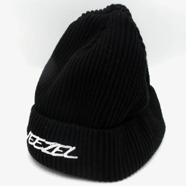 Schwarze Fisherman Beanie, WEEZEL Logo, Seite