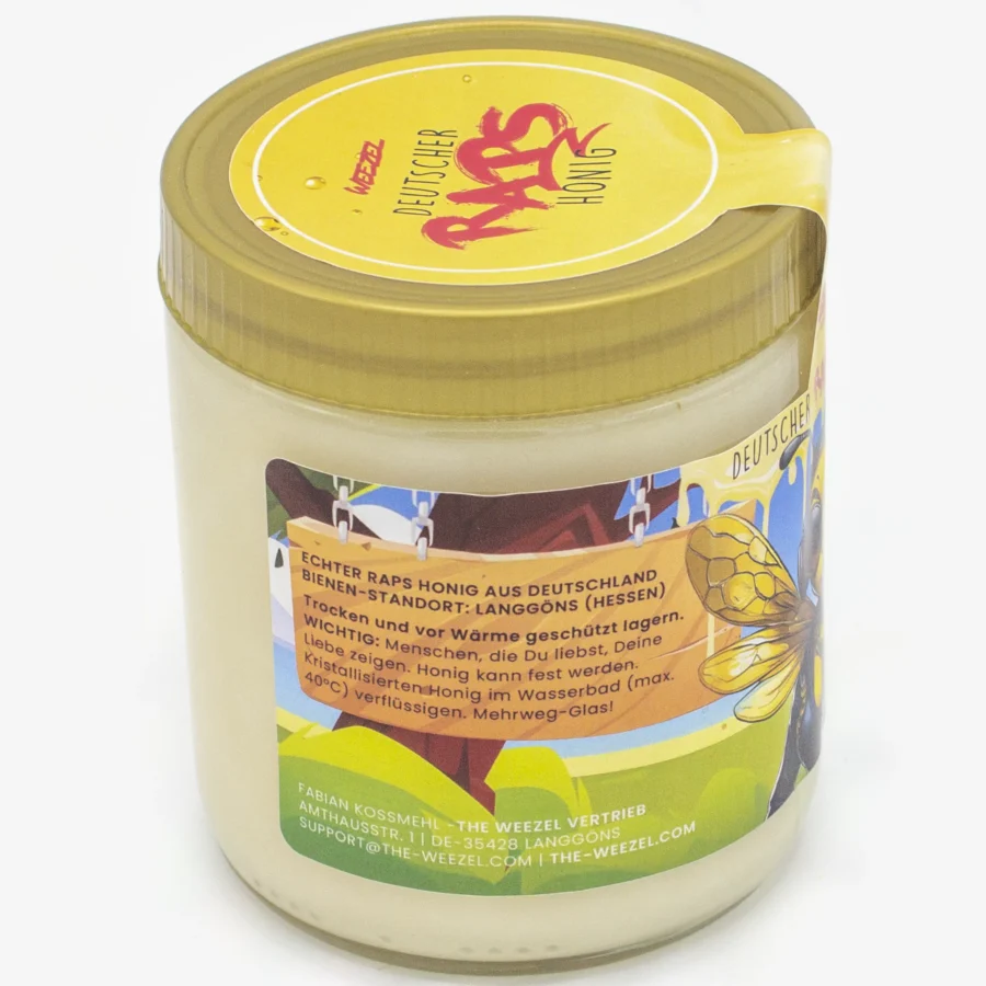 WEEZEL 500g Rapshonig Glas - von rechts
